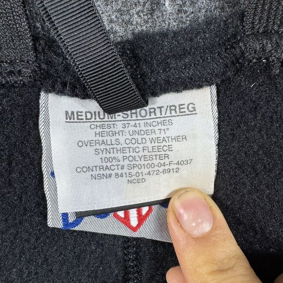 DCSP By NCED Overall Bibb Adult Medium Regular Short Black Fleece Polartec - Picture 3 of 11